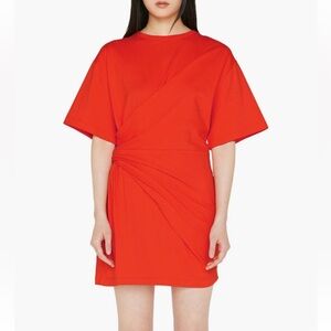 Frame gathered organic cotton t shirt dress